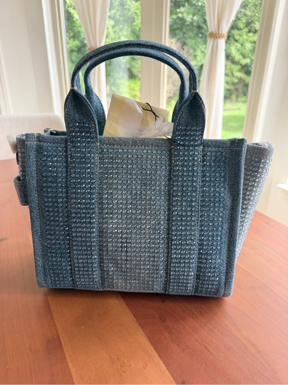 💎👖 MARC JACOBS Y2K CRYSTAL DENIM SMALL TOTE ✨ SOLD OUT • NWT - Picture 2 of 10